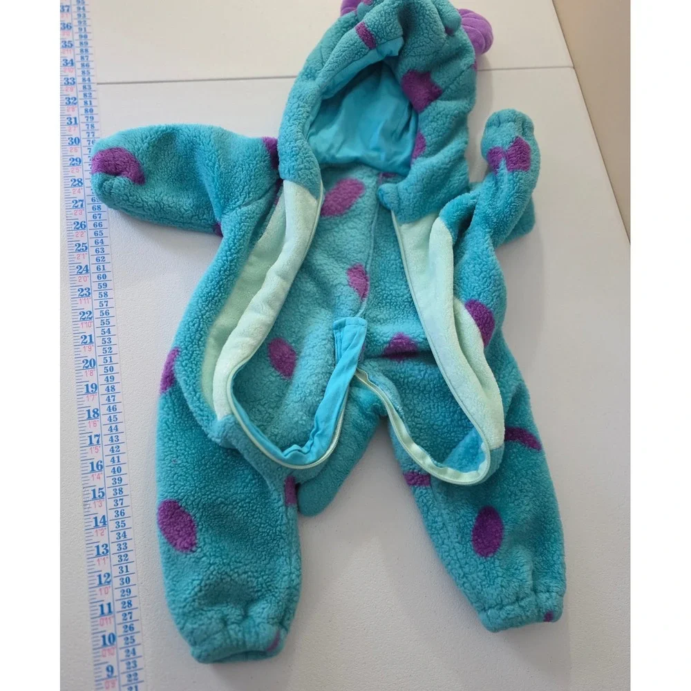 Disney Sulley Costume Romper Kids‎ 24-36 Months Blue Purple Sherpa Fleece Hooded